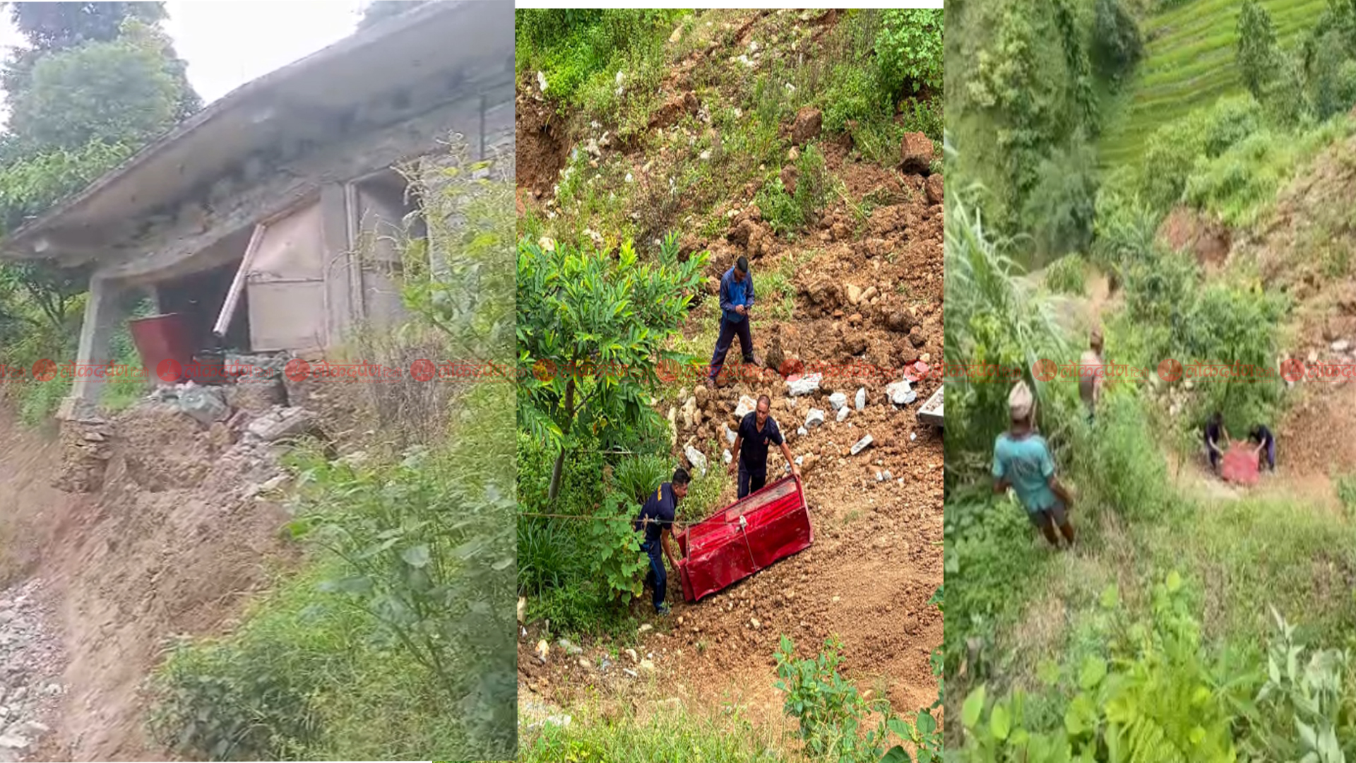 बैतडीको डिलासैनी–६ थामुमा सडक निर्माणका क्रममा भएको कटिङका कारण पहिरोले घर भत्कियो