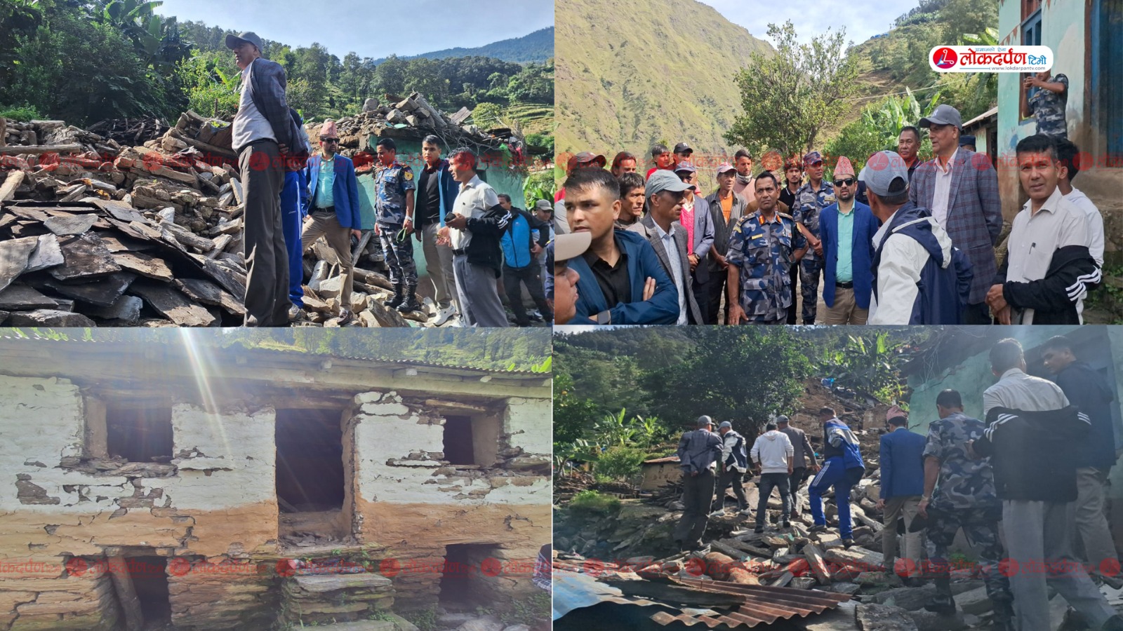दार्चुलाको मडगाउँमा जमिन धसिँदा तीन दर्जन घरमा क्षति, १२ परिवारको त्रिपालमुनि बास
